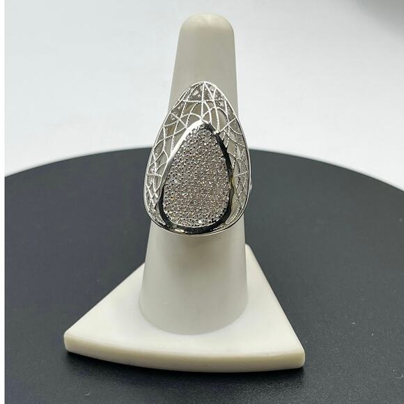 Sterling Silver Cubic Zirconia
Spider Web Weave Design Ring 2.40 Cts New Sz 8 - Picture 2 of 10